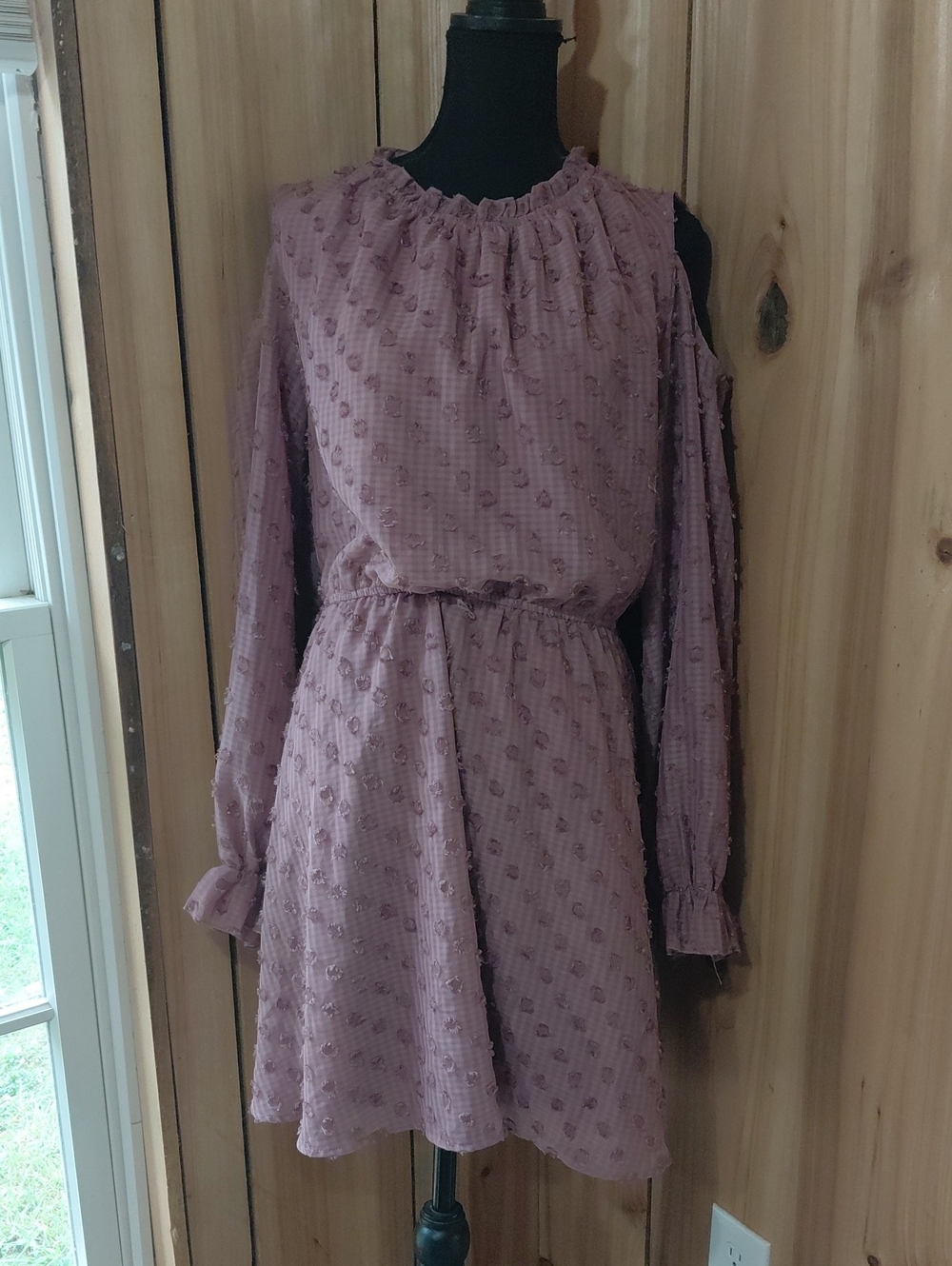 Cato Dusty Mauve Long-Sleeve Ruffle Dress